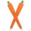 GATHINESS 2pcs Handmade Wood Carrot Pen with Ergonomic Design for Notetaking, Cute Cartoon Style Wooden Gel Ink Pen, for Creative Bag Fillers and Office Use