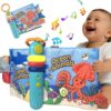 GauJat Cloth Books for Babies 0-6-12 Months, Interactive Soft Sensory Toy with Lights, Sounds & Music, Bite-Proof Educational for Newborns, Infants & Toddlers 0-3 Years (Ocean Animals)