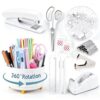 Gawsey White Desk Organizers and Accessories with Desk Organizer 360° Rotating Pen Holder and Office Supplies, Cute Stationery Supplies Set
