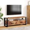 GBCDSWBR Vintage TV Stand 47.2 inch Acacia Wood Media Console with 2 Drawers and Steel Frame for Living Room