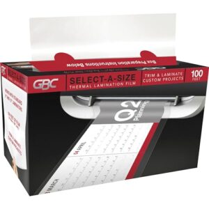 GBC Select-A-Size Thermal Lamination Film, 3 Mil x 100' Laminating Roll for 9" & 12" Pouch Laminators, Customized Sheet Size, Glossy Finish, Trimmer Included (39069)