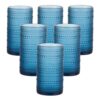 GDCCI 16oz Hobnail Drinking Glasses, Set of 6 Blue Tumblers