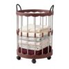 Gdfjiy 50L Plastic Laundry Basket, Rolling Laundry Hamper with Wheels, Round Clothes Hamper with Handles, Easy Assembly Laundry Bin for Clothes, Towels, Blankets, Laundry Room Organization (Brown)