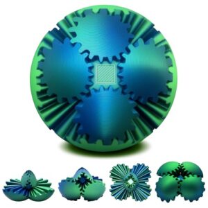 Gear Ball,3D Printed Gear Sphere Fidget Toy(Forest Green, 3.1 Inch)