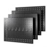 GEDELITE 4-Pack Heavy-Duty Metal Pegboard Organizer Kit - 16"x12" Black Steel Wall Control Panels with 8 Hooks for Garage Tools, Craft Rooms, and Home Office Storage