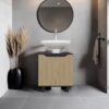 Geelife Under Sink Storage 24.8" H, 2 Doors, 2 Shelves, 4 Legs, Oak/Black Wengue - Bathroom, Engineered Wood, Natural+Black