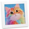 geesfayan Diamond Art Kits for Kids,6 Inch DIY Gem Art Painting with 7 Inch Frame, Complete Starter Kit for Beginners, Creative Arts & Crafts Gift for Girls & Boys (Colorful Cat)