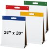 Geetery 4 Pcs Sticky Easel Pad 20" x 23" Sticky Portable Tabletop Easel Pads for Teachers Large Self-stick Flip Chart Paper with 20 Blank Sheets Per Built-in Stand for Home (Blue,Red,Green,Yellow)
