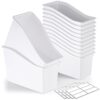 Geetery 6 Pcs Book Bin for Classroom with Labels Stackable Plastic Organizing Bins 11.5 x 5.4 x 7.5 in Book Holders Storage Bins Box Baskets for Classroom Library Home (White)