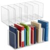 GEFEDESUL 2 Pcs Clear Acrylic Magazine Holder, 6 Vertical Compartments Desk Organizer, Book Rack Document Sorter Folder, Office Storage Accessories for Workplace Organization