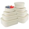 GEFEDESUL 8 Pcs Food Storage Containers with Lids, with 2 Round 300ml Container, Rectangular Hard Shell Silicone Bento Box, 10/23.6/44 Oz, Microwave Dishwasher Fridge for Kitchen Meal Prep