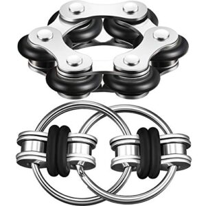 Gejoy Fidget Toy Set Include Six Roller Chain Fidget and Key Flippy Chain Stress Reducers for Autism Stress and Anxiety Relief (Black)