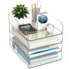 GEKANO Vertical 4-Tier Clear Acrylic Paper Organizer for Desk, Desk Organizers and Accessories, Office Desk Accessories for A4/Letter Paper, File Folders, Books & Office Supplies