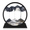 GEKETY Moving Sand Art Picture - Round Glass 3D Deep Sea Sandscape - 3D Quicksand Painting Decor - Relaxing Home Decoration Desk Figurine for Office, Home, Desk, Mantle, Bookshelf - (Black, 12 in)