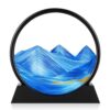 GEKETY Moving Sand Art Picture - Round Glass 3D Deep Sea Sandscape - 3D Quicksand Painting Decor - Relaxing Home Decoration Desk Figurine for Office, Home, Desk, Mantle, Bookshelf - (Blue, 7 in)