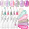 GeLar Water Based Nail Polish Pen Set 6 Colors Quick Dry Glitter