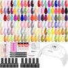 Gel Nail Polish Kit with Nail Lamp, Gel Nail Kit 30 Colors with Base Glitter Golden&Glossy Top Coat Soak Off Nails Supplies Manicure Kit