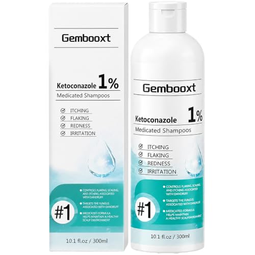 Gembooxt Anti Dandruff Shampoo【10x Dandruff Control】 Ketoconazole Shampoo 1% 【Maximum OTC Strength & Clinically Effective】 for Seborrheic Dermatitis, Itchy Scalp, Antifungal Treatment for Men & Women