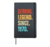 Gemini Legend Since 1970 Retro Zodiac Sign Birthday Hardcover Journal, Black