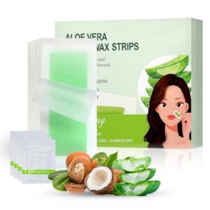 Gemlady Wax Strips for Face,Bikini,Eyebrow Hair Removal, 40Pcs Facial Waxing Strips Kit for Women with 40 Face Wax Strips & 4 Calming Wipes | Hypoallergenic, All Skin Types, Aloe Vera