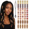 Gemoioio 60 Wood Hair Beads for Braids Loc Dreadlock Brown Bead for Hair