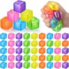 Gemscream 48 Pack Glitter Stress Cube Colorful Ice Cube Mini Squeeze Stress Balls Bulk Sensory Ball for Adult , Anxiety Relief Party Favor Prize Birthday Gift Bag Stuffer