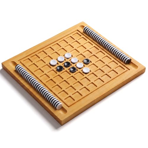 Gemscream Reversi Board Game, Classic Solid Wooden Strategy Games, 68 Black White Discs, Classic 2 Player Strategy Game for Family & Travel Adults