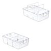 Generic-2-Pack Clear Pantry Organizer Bins with Removable Dividers, Stackable Food Storage Containers for Kitchen, Fridge, and Cabinet