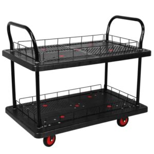 Generic 2-Shelf Heavy Duty Utility Cart 880lbs Capacity Multipurpose Mobile Service Cart with Wheels Rolling Carts for Home Office Restaurant Warehouse