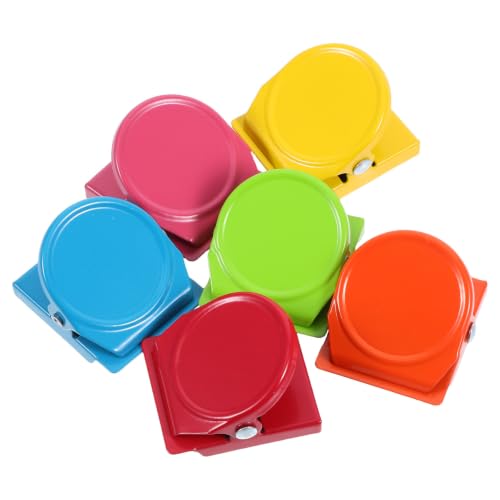 Generic 6pcs Magnetic Metal Clips Fridge Magnets for Pictures and Notes, Stylish Refrigerator Hanging Clips Made of Sturdy Metal and Magnet, for Office, Lockers, and Kitchen Use