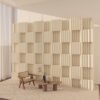 Generic Paper Folding Room Divider, Freestanding Adjustable Privacy Partition Screen, Portable Retractable Wall Panel, Anti-Tip Space Separator for Home Bedroom Office Studio (White, H70.9 xL78.7)