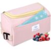 Genteen Small Cooler Bag with Ice Packs, Insulated Leakproof Reusable Lunch & Snack Tote, BPA free Thermal Cooler Bag for School, Travel, Work and Daily Use,Light Pink