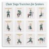 Gentle Chair Yoga Workout Poster for Older Adults Stretch Routine Canvas Wall Art Living Room Bedroom 12x18 Inch
