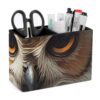 Gentleman Owl with Bowler Hat Desk Organizer PU Leather Caddy Holder