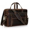 Genuine Crazy Horse Leather Briefcase for 15.6-Inch Laptop
