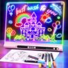 Geokay 16“ Rechargeable LED Drawing Board, 9-Color Light Modes with Timer & Built-in Stand, Neon Glow Up Dry Erase Doodle Note Pad, Sketching Gift Toy for Kids/Girls/Teens, 6 Markers & Tracing Book