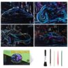 Gersoniel 4pcs Scratch Paper Art Painting Kits Glow in The Dark Rainbow Painting Paper with Pen & Cleaning Brush Noctilucent Scratchboard for Men Adults Gift, Racing Theme for Gift