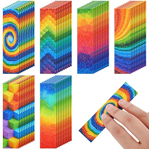 Gersoniel 72 Pcs Anxiety Sensory Strips Sticker for Mood Calming, Mental Health Awareness Item Mindfulness Sticker for Stress Relief Calming Corner Special Education School Office(Rainbow)