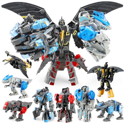 Getatoy Dinosaur Transforming Robot Toys: 4-in-1 STEM Figure Robot Dinosaur Toys for Kids 3-8 Transform Toy Birthday Gifts for Boys Girls Age 8 9 10 Years Old