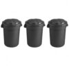 Getzi 3 Pack 32 Gallon Black Round Commercial Trash Can with Lid, Heavy-Duty Plastic Waste Bin for Restaurant, Office, School, Garage, Warehouse