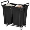 Gewudraw Large Laundry Hamper with Wheels, 2 Bag 360L Big Rolling Laundry Basket Sorter Cart, Extra Large Clothes Hamper, Heavy Duty Laundry Basket Organizer for Laundry Room, Bathroom