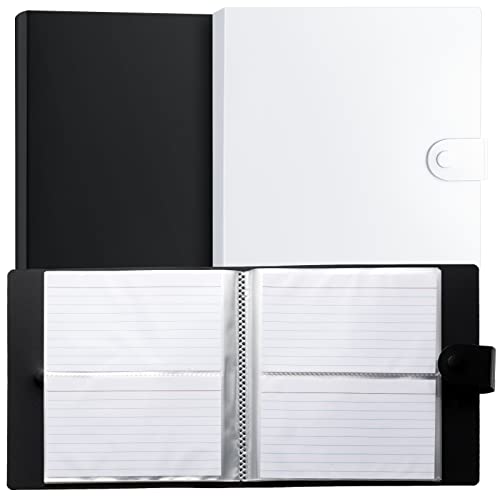 Geyee 2 Pcs 3 x 5 Inch Index Card Holder Binder Note Book Recipe Card Organizer Pouches Clear Plastic Sleeves Flashcard Filing Products with Divider for Office, Total 160 Page, Hold 320 Piece
