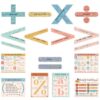 Geyoga 15 Pcs Educational Math Posters Set for Elementary Classroom Symbol Keywords Vocabulary Addition Subtraction Multiplication Division Poster for Middle School Homeschool Supplies(Bohemian)