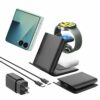 Geyo Wireless Charger for Samsung Galaxy Z Flip 7/6/5/4/3, 3 in 1 Foldable Charging Station for Motorola Razr, Portable Travel Charger for Phone, Galaxy Watch & Buds, Black