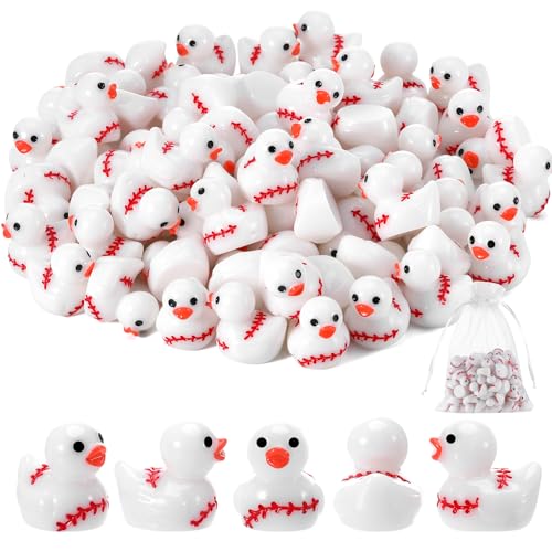 GGSTDDUP 70 Pcs Mini Resin Baseball Ducks,Miniature Baseball Duck Figurines Mini Resin Figurines for Kids Baby Shower DIY Cake Decoration Ornaments Crafts Moss Landscape