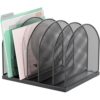 gianotter Desktop File Organizer, Desk Organizer with 5 Compartments, Paper Organizer for Desk, Workspace Organizers for Office Supplies (Black, Upright Style)