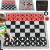 Giant 4 in 1 Chess Set, Giant Checkers, Tic Tac Toe, Chess for Kids Adults