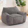 Giant Bean Bag Chair for Adults, Oversized Chenille Sofa with Armrests & Filler, Comfy Reading Chair for Bedroom Living Room Game Room (Dark Grey)