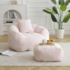 Giant Bean Bag Chair with Footstool,Ergonomic Foam Sofa
