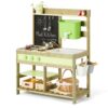 Giant bean Mud Kitchen for Kids Outdoor, Wooden Kitchen Playset with 4.8L Large Water Tank Sink, Sand and Water Table Toy with Pots, Pans & Kitchen Accessories, Pretend Playset for Boys Girls